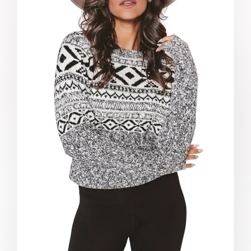 The Normal Brand Koda Jacquard Sweater – Black & White – Size Small